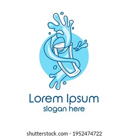 Vector logo design template of glass of water or milk isolated on white background.
