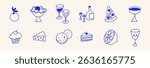 Vector logo design template and graphic elements for advertising, branding, posters and banners, funny cartoon illustrations, prints and stickers, brunch cafe , bakery and coffee shops concepts