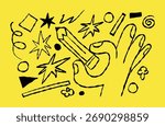 Vector logo design template and graphic element for advertising, branding, posters and banners, hand holding pencil