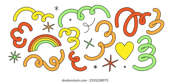 Vector logo design template and graphic elements for advertising, branding, posters and banners, funny cartoon illustrations with smiling character and mascots, abstract stickers and line icons

