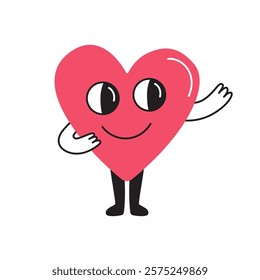 Vector logo design template and graphic element for advertising, branding, heart shape and love, funny cartoon illustrations with smiling character, valentine day mascot