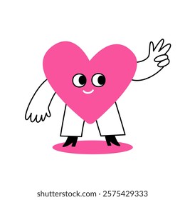 Vector logo design template and graphic element for advertising, branding, heart shape and love, funny cartoon illustrations with smiling character, valentine day mascot