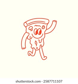 Vector logo design template and graphic elements for advertising, branding, posters and banners, funny cartoon illustration with smiling character and mascot, cafe, food delivery emblem
