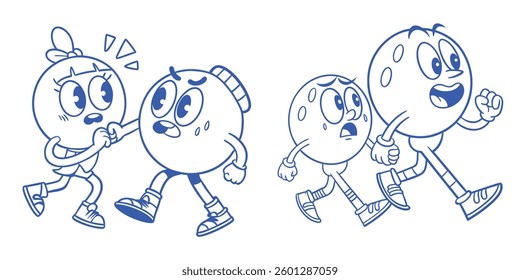 Vector logo design template and graphic element for advertising, branding, posters and banners, funny cartoon illustration with smiling characters and mascots, friends
