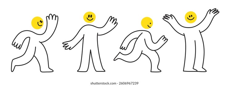 Vector logo design template and graphic elements for advertising, branding, posters and banners, funny cartoon characters, man illustrations with smiling mascots 