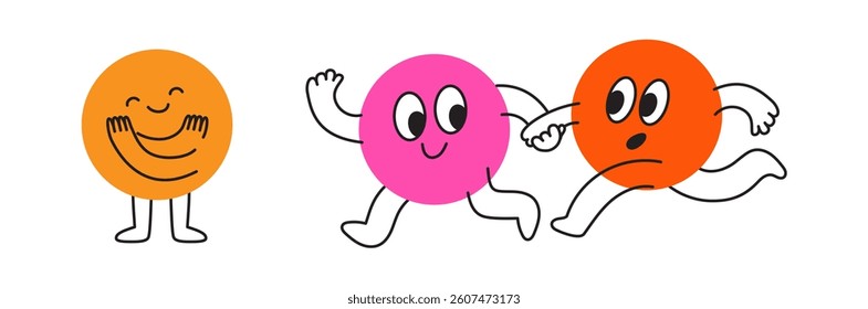Vector logo design template and graphic elements for advertising, branding, posters and banners, funny cartoon illustrations with smiling character and mascots, abstract stickers and line icons
