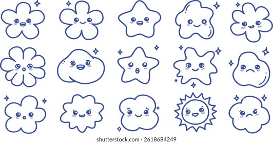 Vektor-Logo-Design-Vorlage und grafische Elemente für Werbung, Branding, Poster und Banner, lustige Cartoon-Illustrationen mit lächelndem Charakter und