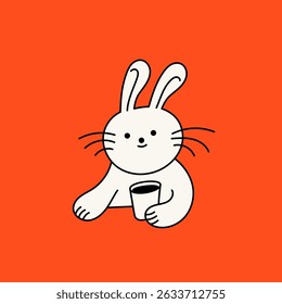 Vector logo design template and graphic element for advertising, branding, posters and banners, funny cartoon illustration with smiling character and mascot, coffee lover, specialty coffee spot emblem