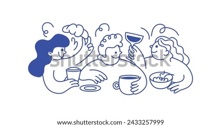 Vector logo design template and graphic elements for advertising, branding, posters and banners, funny cartoon illustrations with smiling character, coffee cup mascot, print and sticker