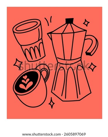 Vector logo design template and graphic elements for advertising, branding, posters and banners, coffee shop print