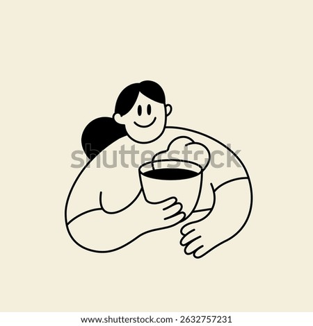 Vector logo design template and graphic element for advertising, branding, posters and banners, funny cartoon illustration with smiling character and mascot, coffee lover, specialty coffee spot emblem