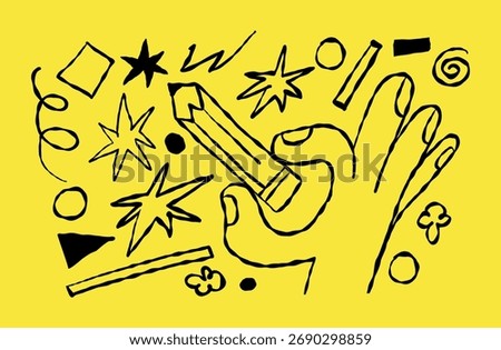 Vector logo design template and graphic element for advertising, branding, posters and banners, hand holding pencil