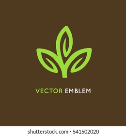 Vector logo design template - green leaves, abstract growth and ecology concept  - beauty symbol for organic and herbal cosmetics