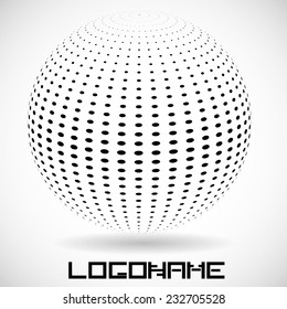 Vector Logo Design Template .  Halftone Dots in Sphere Form . Business Icon. 