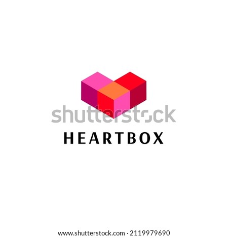 Vector logo design template. Heart box abstract icon.