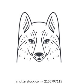 Vector logo design template - illustration of wolf head. Contour vector illustration for emblem, badge, insignia.