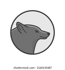 Vector logo design template - illustration of wolf head. Contour vector illustration for emblem, badge, insignia.