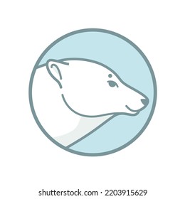 Plantilla de diseño del logotipo vectorial - ilustración de la cabeza del oso blanco. Ilustración portadora para emblema, placa, insignia.
