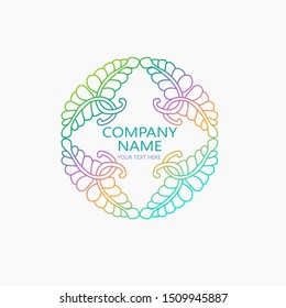Vector Logo Design Template With Leaves And Lines For Holistic Medicine Centers, Yoga, Natural And Organic Food Products And Packaging. Nature Health Green Logo Vector.