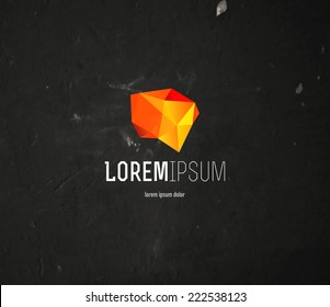 Vector logo design template - modern polygonal shape on dark background