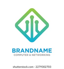 Vector logo design template with modern technology theme