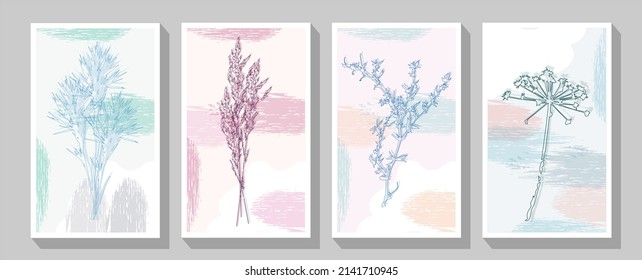 Vector logo design template and monogram concept in trendy linear style . Abstract Plant Art design for print, cover, wallpaper, Minimal and natural wall art.