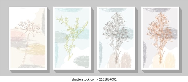 Vector logo design template and monogram concept in trendy linear style . Watercolor vector flower, elegant greenery modern layout, luxury art deco cover.