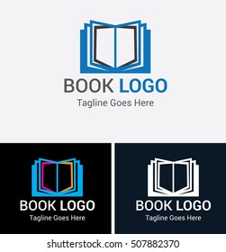 Vector logo design template. Multicolor books flat icon. Abstract concept for bookstore, education, electronic library, school.