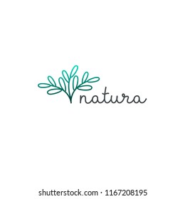 Vector logo design template for organic and natural products. Healthy lifestyle and vegan sign