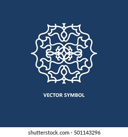 Vector logo design template in outline style - abstract monogram and emblem for fashion, beauty and jewelry industry.