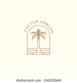 Vector logo design template with palm tree - abstract summer and vacation badge and emblem 