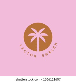 Vector logo design template with palm tree - abstract summer and vacation badge and emblem 