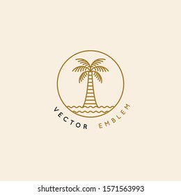 Vector logo design template with palm tree - abstract summer and vacation badge and emblem 