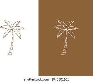 Vector Logo Design Template With Palm Tree - Abstract Summer And Vacation Badge And Emblem For Holiday Rentals, Travel Services.