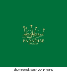 Vector logo design template with palm tree - abstract summer and vacation badge and emblem for holiday rentals, travel services.