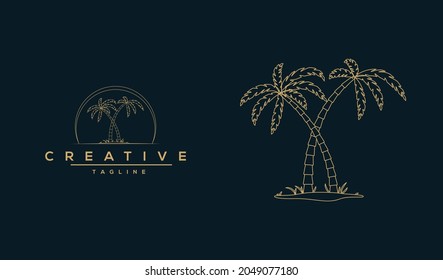 Vector logo design template with palm tree - abstract summer and vacation badge and emblem for holiday rentals, travel services, tropical spa vector