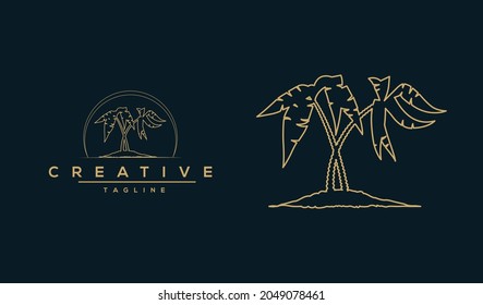 Vector logo design template with palm tree - abstract summer and vacation badge and emblem for holiday rentals, travel services, tropical spa vector