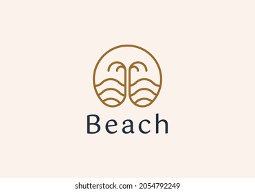 Vector logo design template with palm tree - abstract summer and vacation badge and emblem for holiday rentals, travel services, tropical spa and beauty studios
