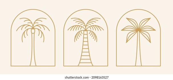 Vector logo design template with palm tree - abstract summer and vacation badge and emblem for holiday rentals, travel services, tropical spa and beauty studios