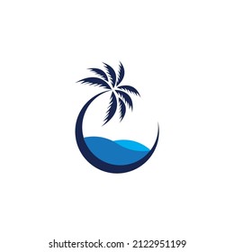 Vector logo design template with palm tree - abstract summer and vacation badge and emblem