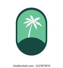 Vector logo design template with palm tree - abstract summer and vacation badge and emblem for holiday rentals, travel services, tropical spa and beauty studios