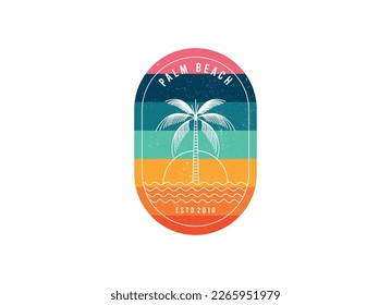 Vector logo design template with palm tree - abstract summer and vacation badge and emblem