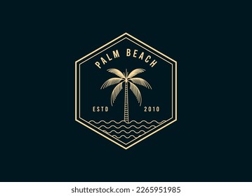 Vector logo design template with palm tree - abstract summer and vacation badge and emblem