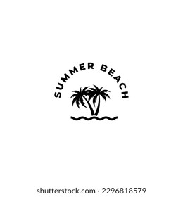 Vector logo design template with palm tree - abstract summer and vacation badge and emblem