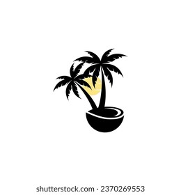 Vector logo design template with palm tree - abstract summer and vacation badge and emblem
