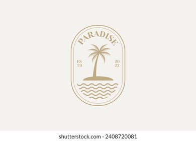 Vector Logo Design Template With Palm Tree - Abstract Summer And Vacation Badge And Emblem