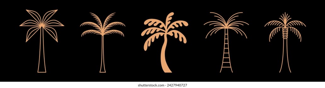 Plantilla de diseño de logotipo vectorial con palmeras - insignia abstracta de verano y vacaciones y emblema para alquileres de vacaciones, servicios de viajes, spa tropical y estudios de belleza

