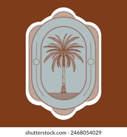 Vector logo design template with palm tree - abstract summer and vacation badge and emblem for holiday rentals, travel services, tropical spa and beauty studios. Luxury logo, emblem