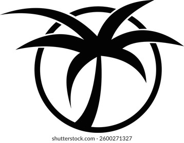 Vector logo design template with palm tree - abstract summer and vacation badge and emblem for holiday rentals, travel services, tropical spa and beauty studios