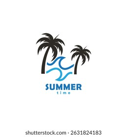 Vector logo design template with palm tree - summer and holiday badge